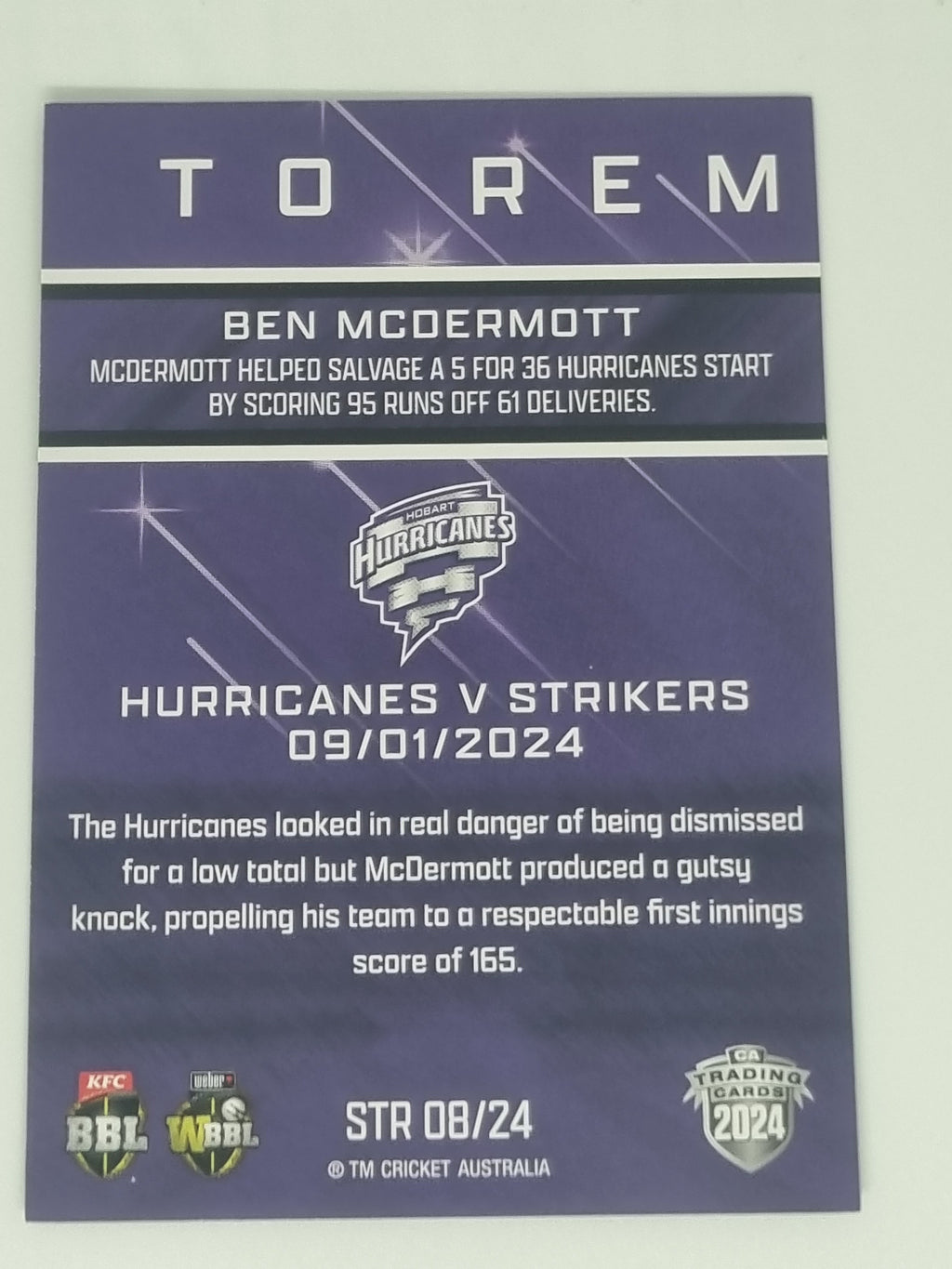 2024-25 LUXE Cricket - Season to Remember - #STR08 - Ben McDermott - Hurricanes
