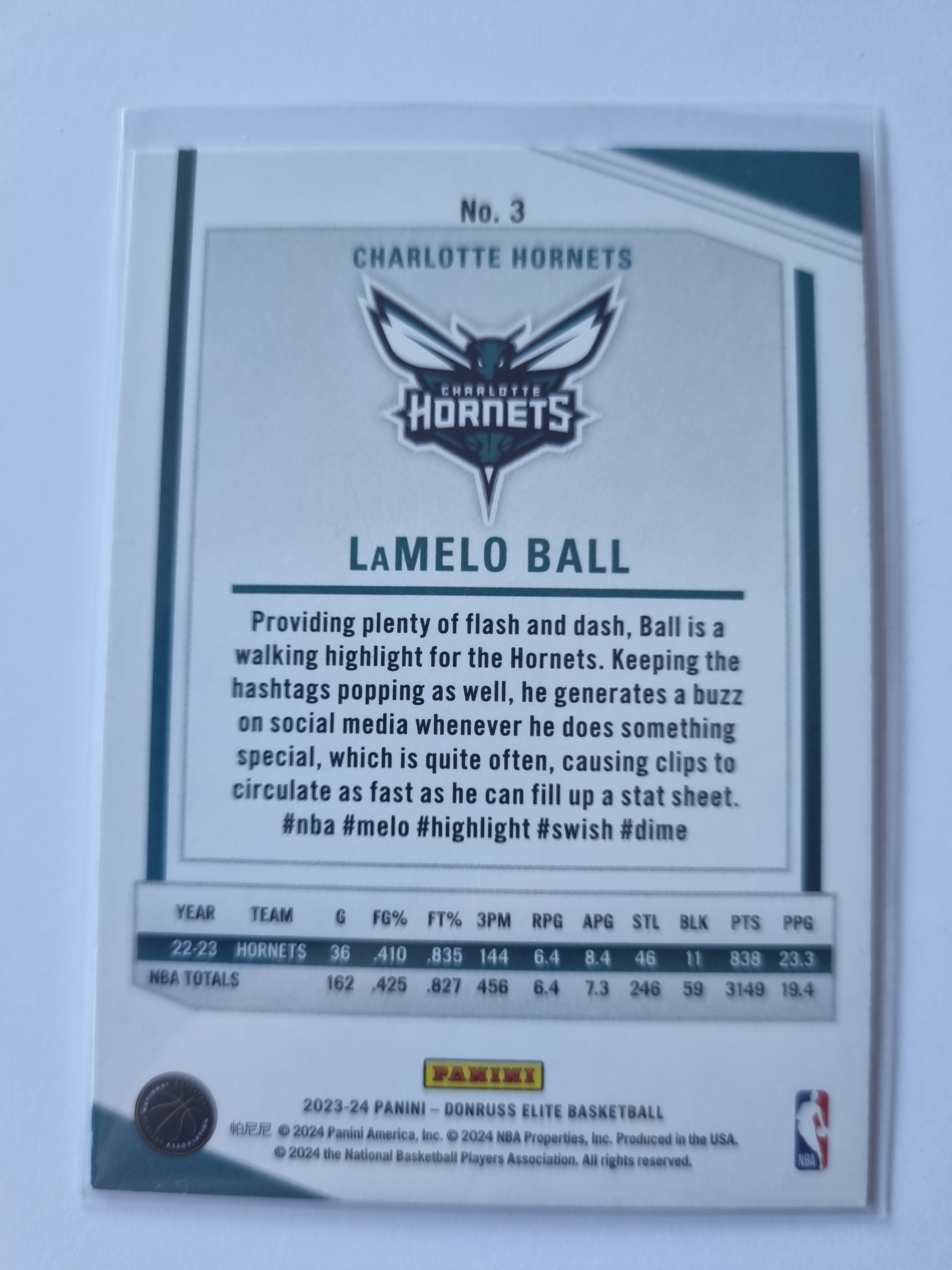 2023-24 Panini Donruss Elite - #3 - LaMelo Ball - Charlotte Hornets
