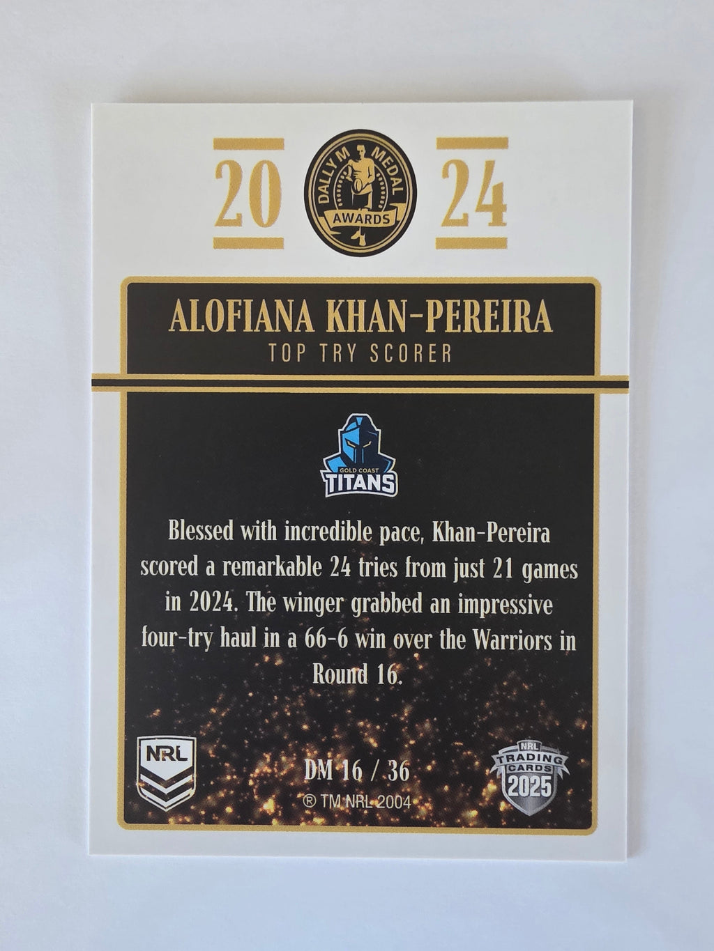 NRL 2025 Elite | 2024 Dally M Awards | #DM16 | Alofiana Khan-Pereira | Titans