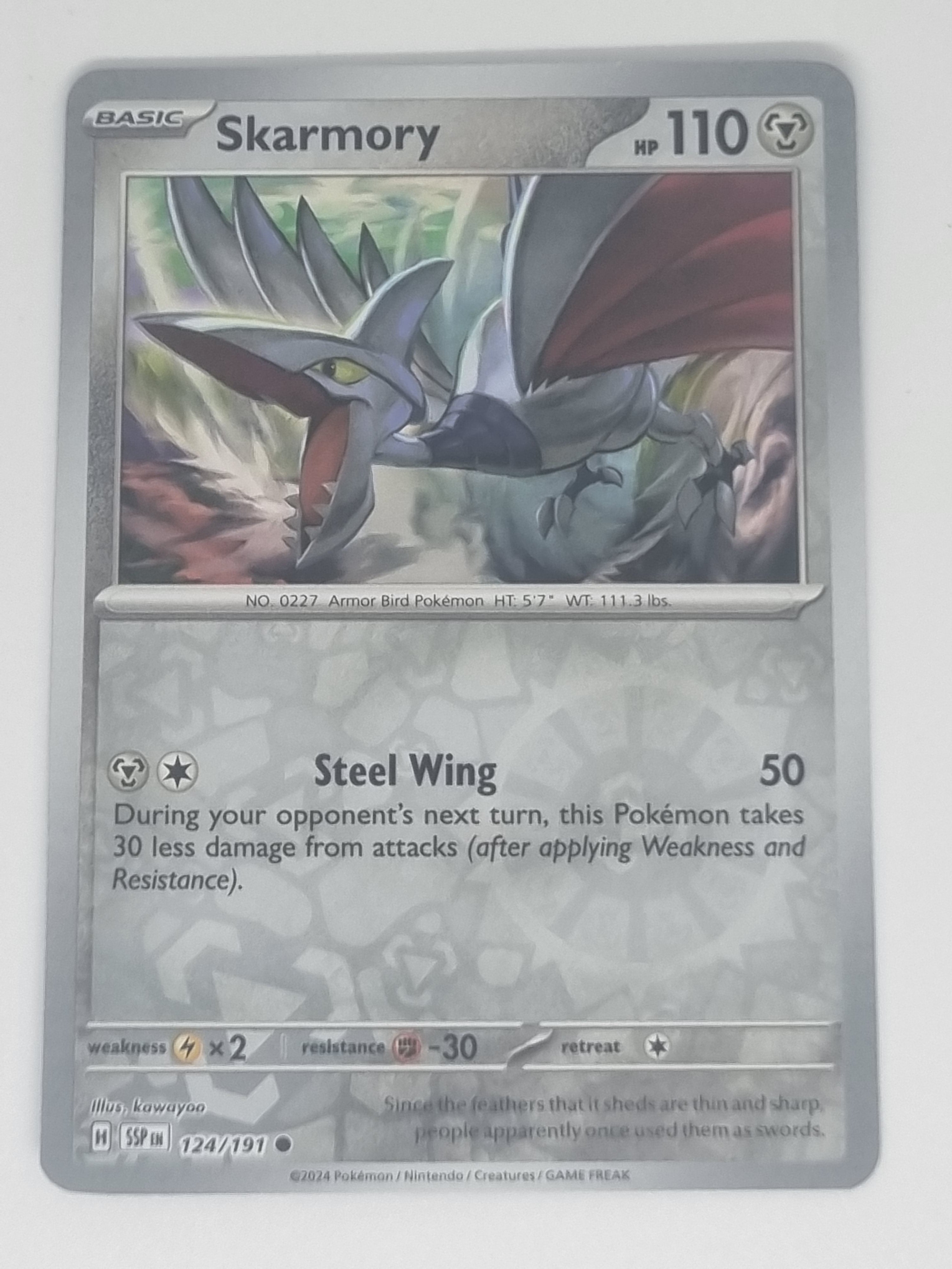 Pokemon TCG - Surging Sparks - #124/191 - Reverse Holo - Skarmory - Common