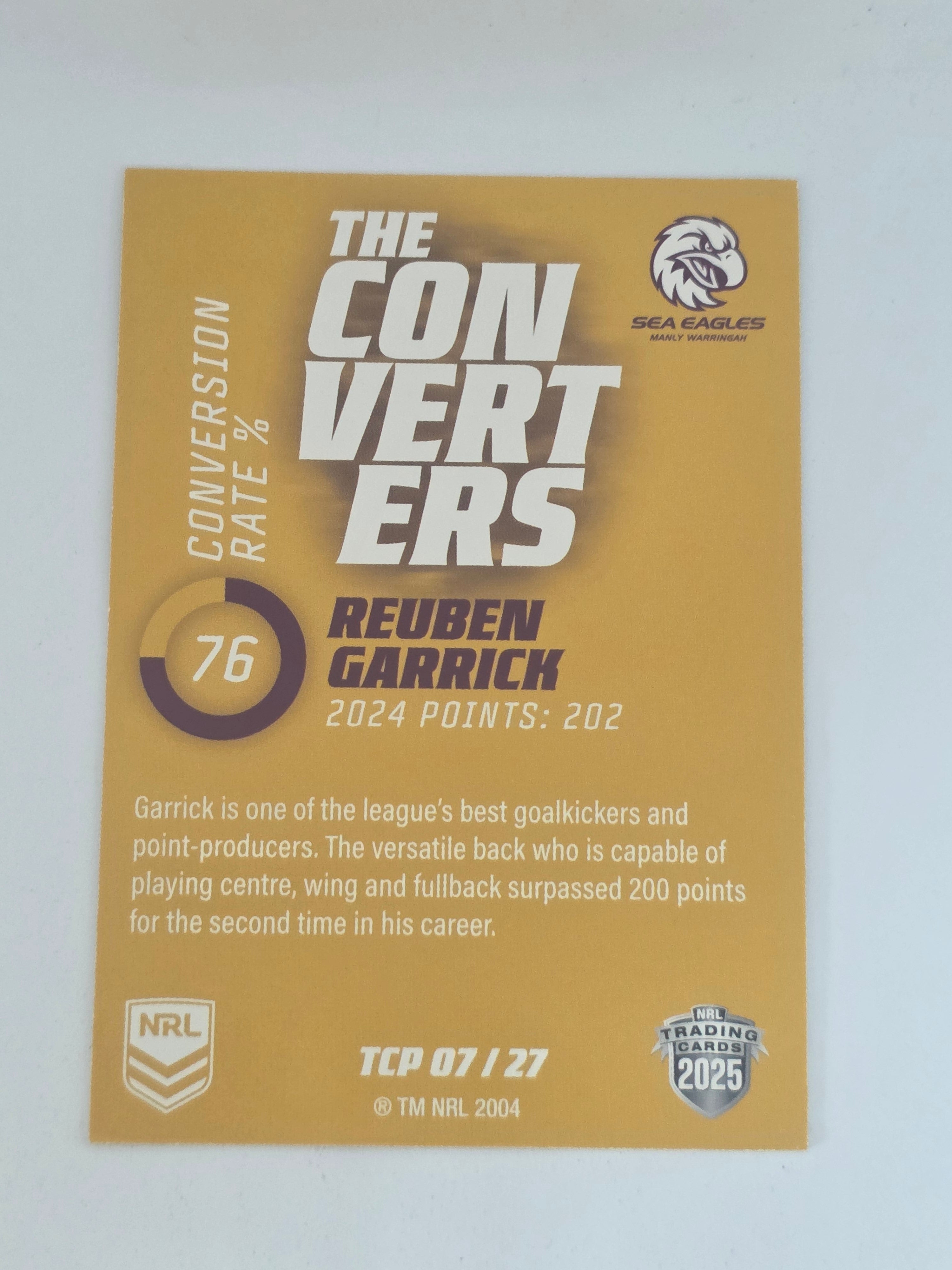 NRL 2025 Traders Titanium| Converters Parallel #TCP7 | Reuben Garrick Sea-Eagles
