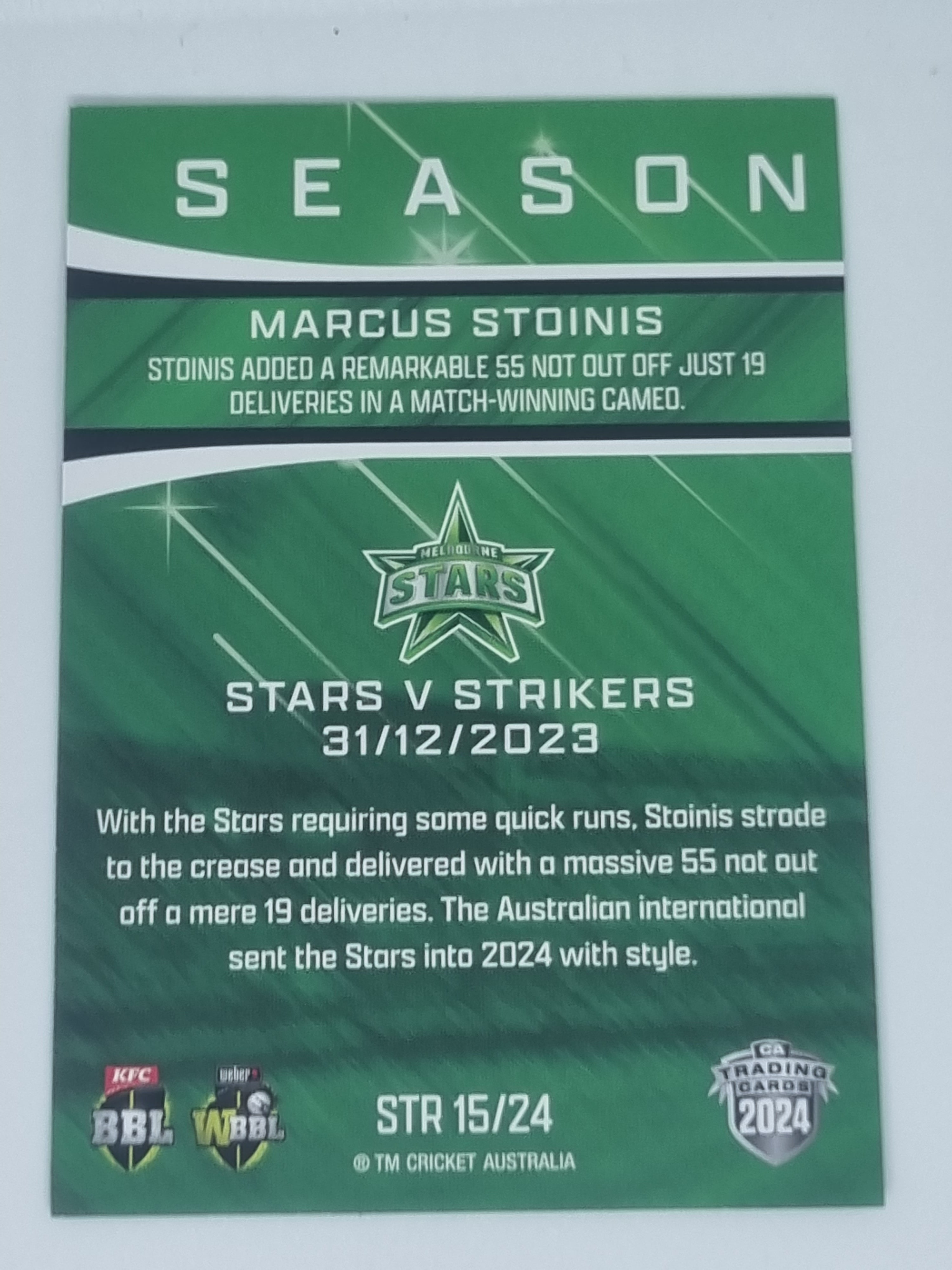 2024-25 LUXE Cricket - Season to Remember - #STR15 - Marcus Stoinis - Stars