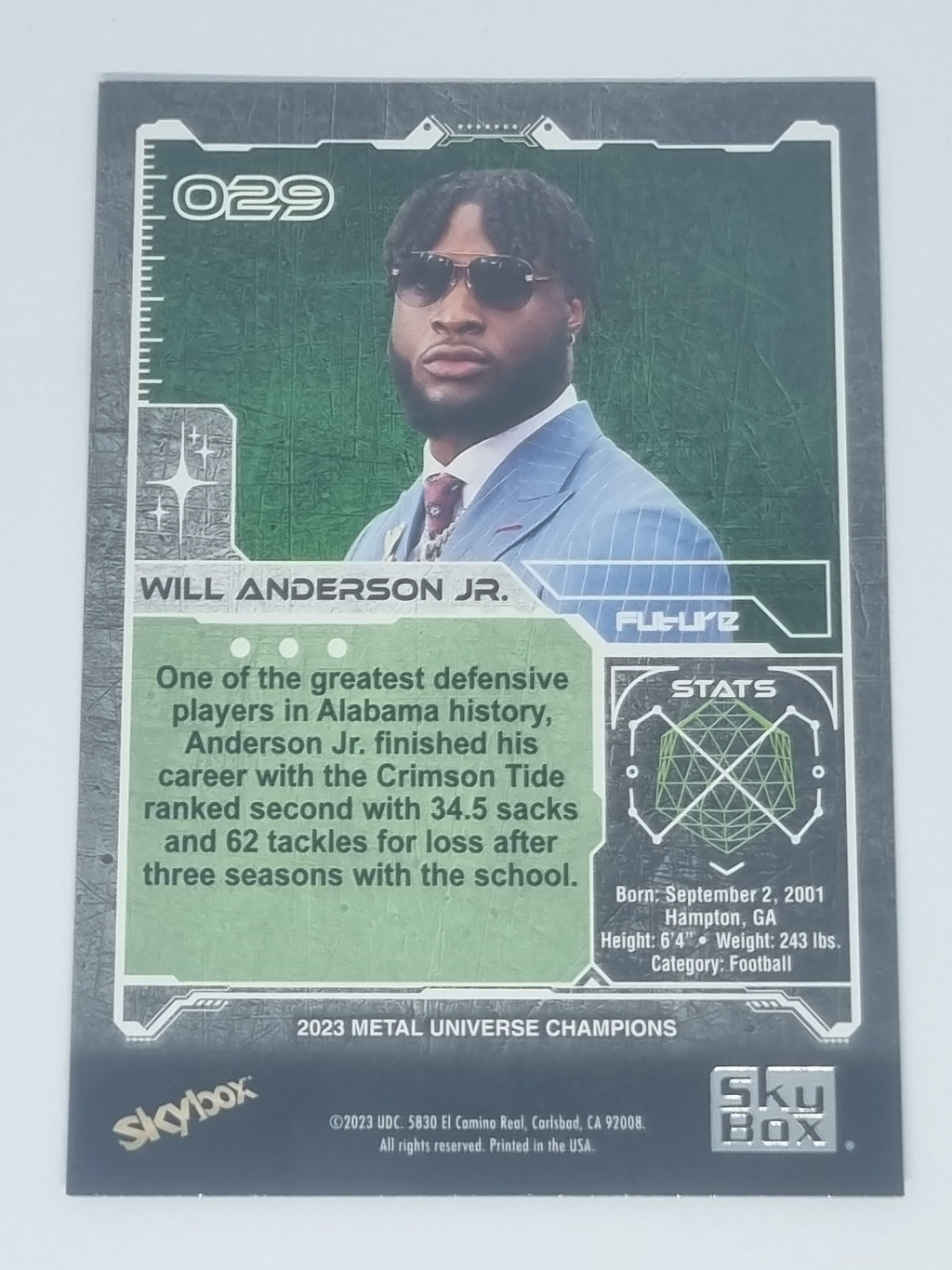 2023 Skybox Metal Universe Champions - #029 - Will Anderson Jr.