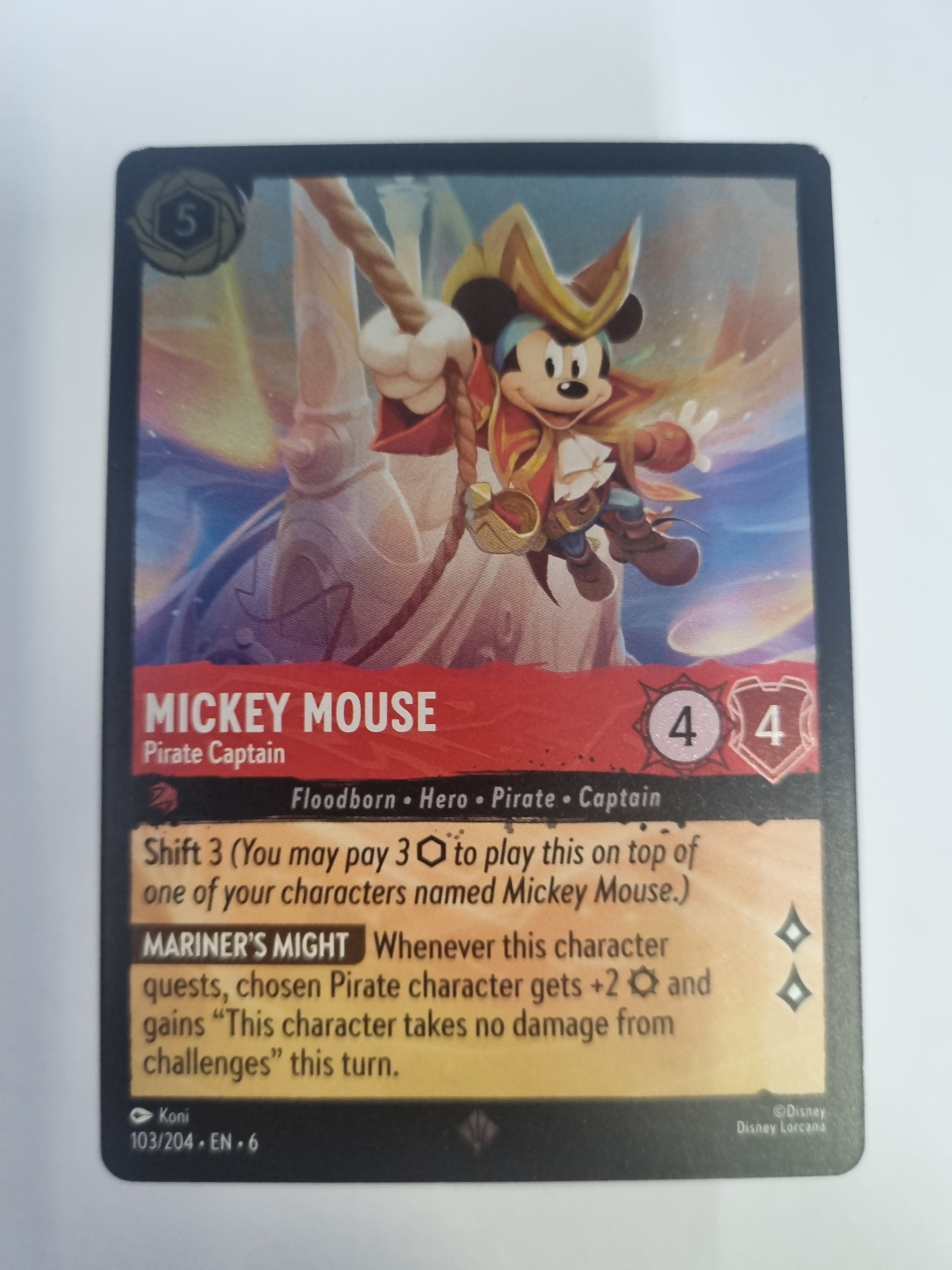 Lorcana Azurite Sea - COLDFOIL Mickey Mouse - Pirate Captain #103/204 Super Rare