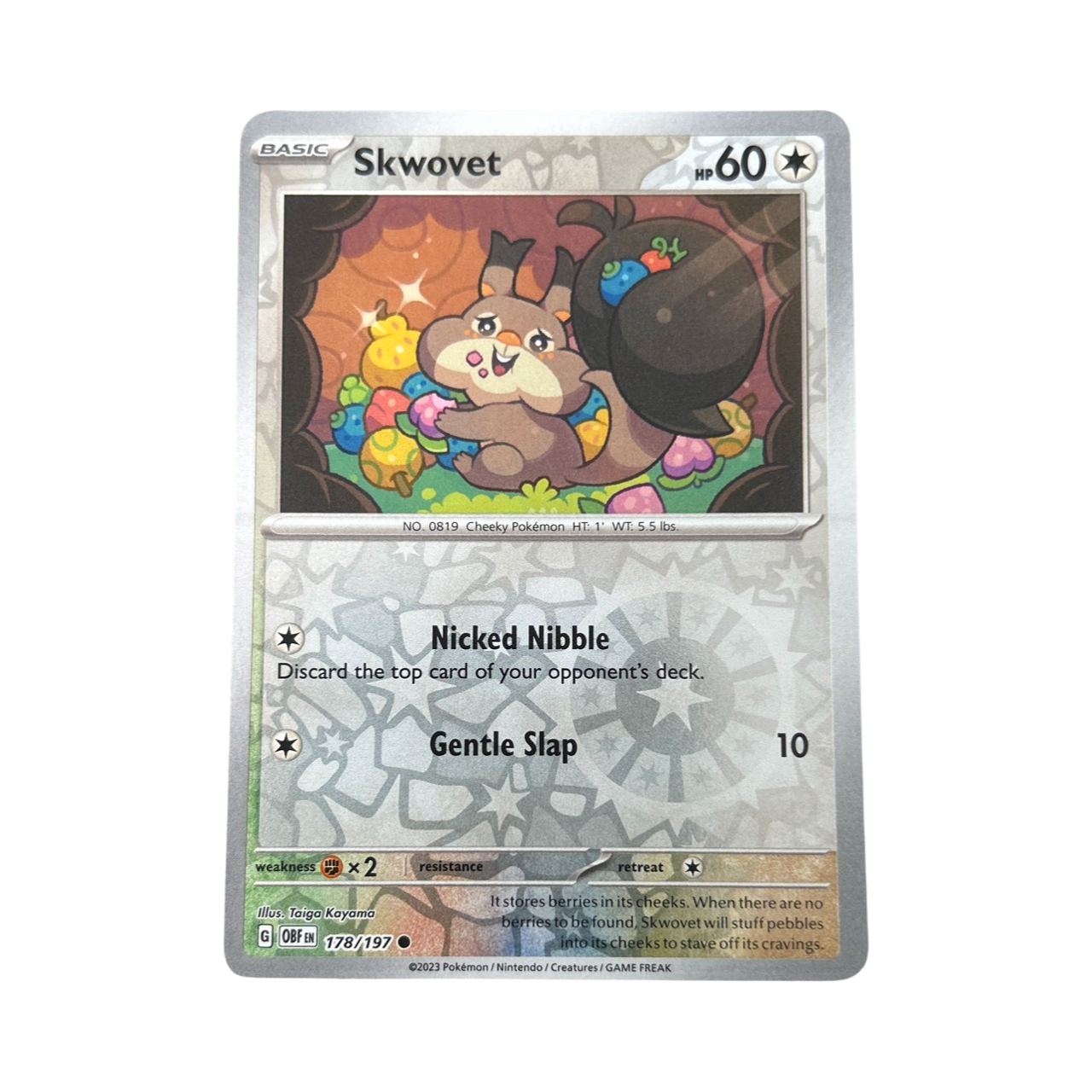 Pokemon TCG -Obsidian Flames -#178 -Skwovet -Common -Reverse Holo