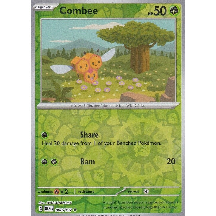 Pokemon TCG -Obsidian Flames -#8 -Combee -Common -Reverse Holo