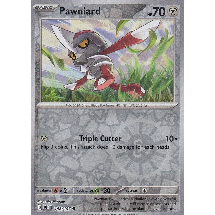Pokemon TCG -Obsidian Flames -#148 -Pawniard -Common -Reverse Holo