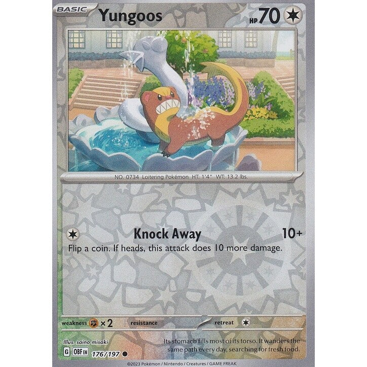 Pokemon TCG -Obsidian Flames -#176 -Yungoos -Common -Reverse Holo