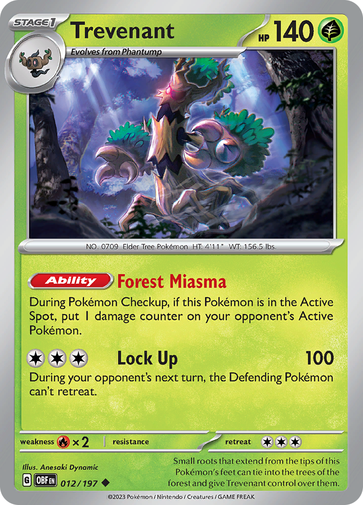 Pokemon TCG - Obsidian Flames - #12 -Trevenant - Uncommon