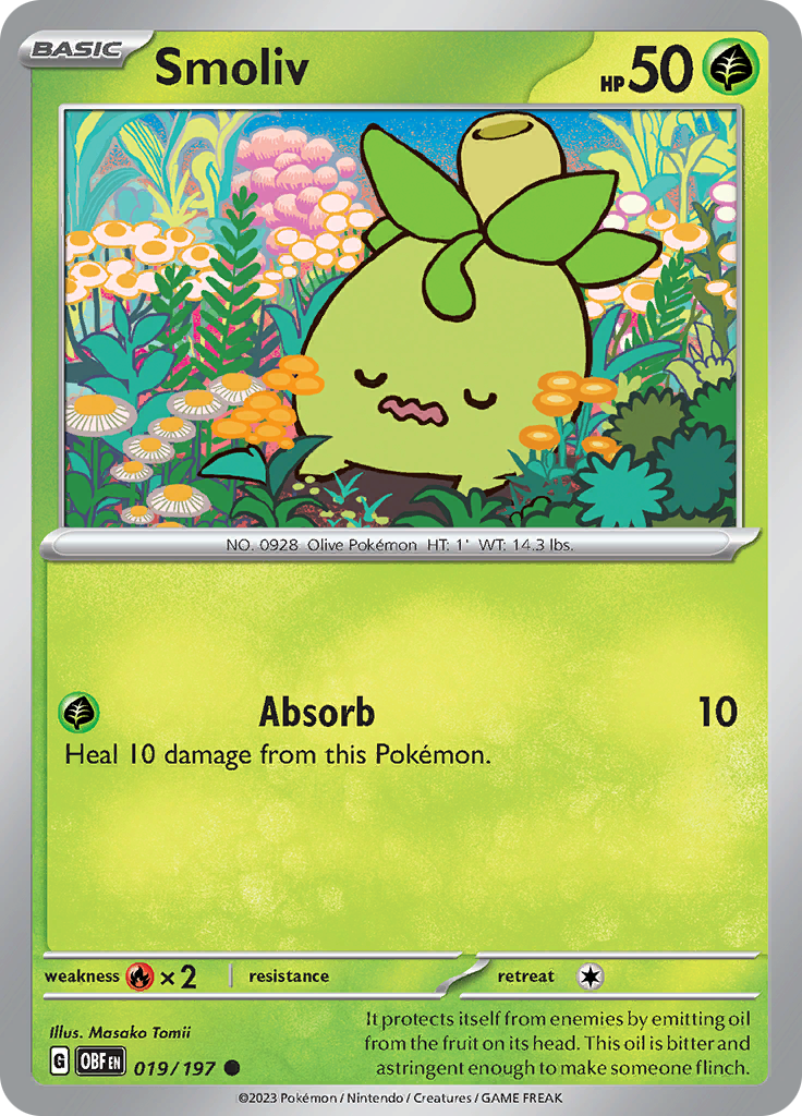 Pokemon TCG - Obsidian Flames - #19 -Smoliv - Common