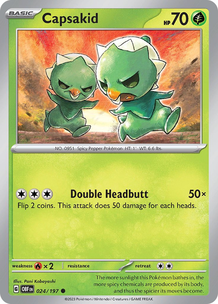 Pokemon TCG - Obsidian Flames - #24 -Capsakid - Common