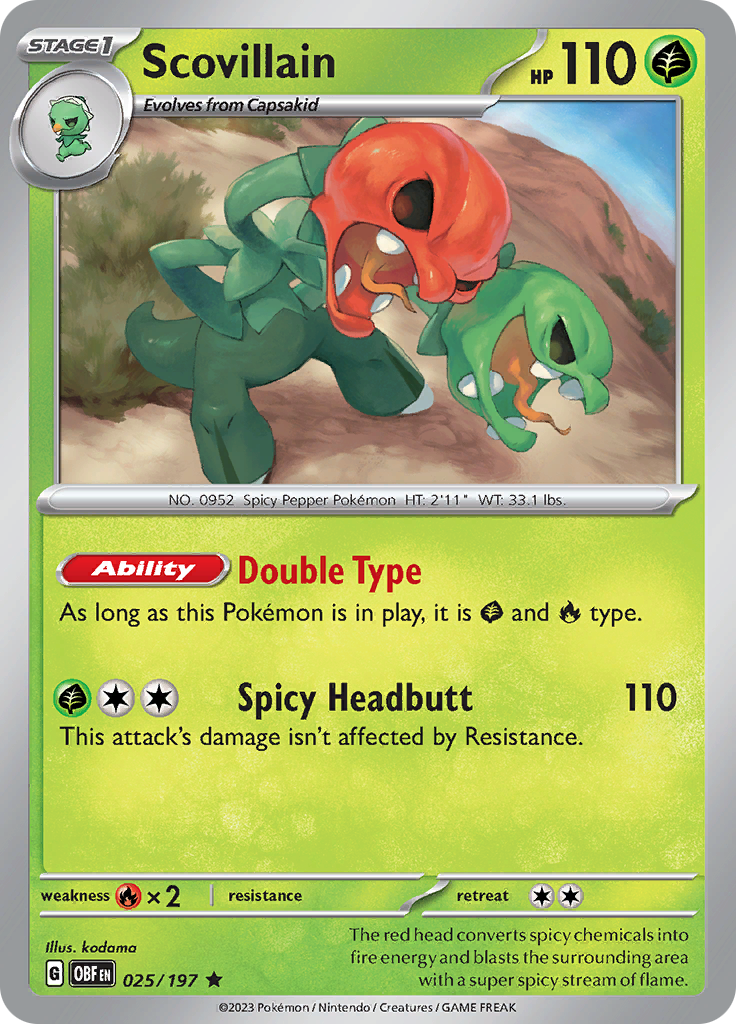Pokemon TCG - Obsidian Flames - #25 -Scovillain - Rare Holo