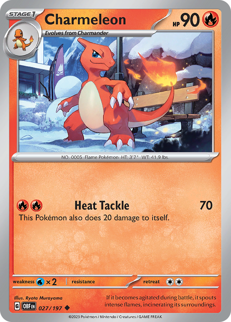 Pokemon TCG - Obsidian Flames - #27 -Charmeleon - Uncommon
