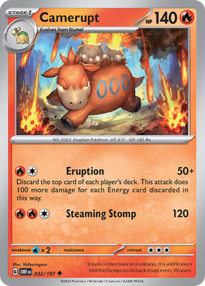 Pokemon TCG - Obsidian Flames - #32 -Camerupt - Uncommon