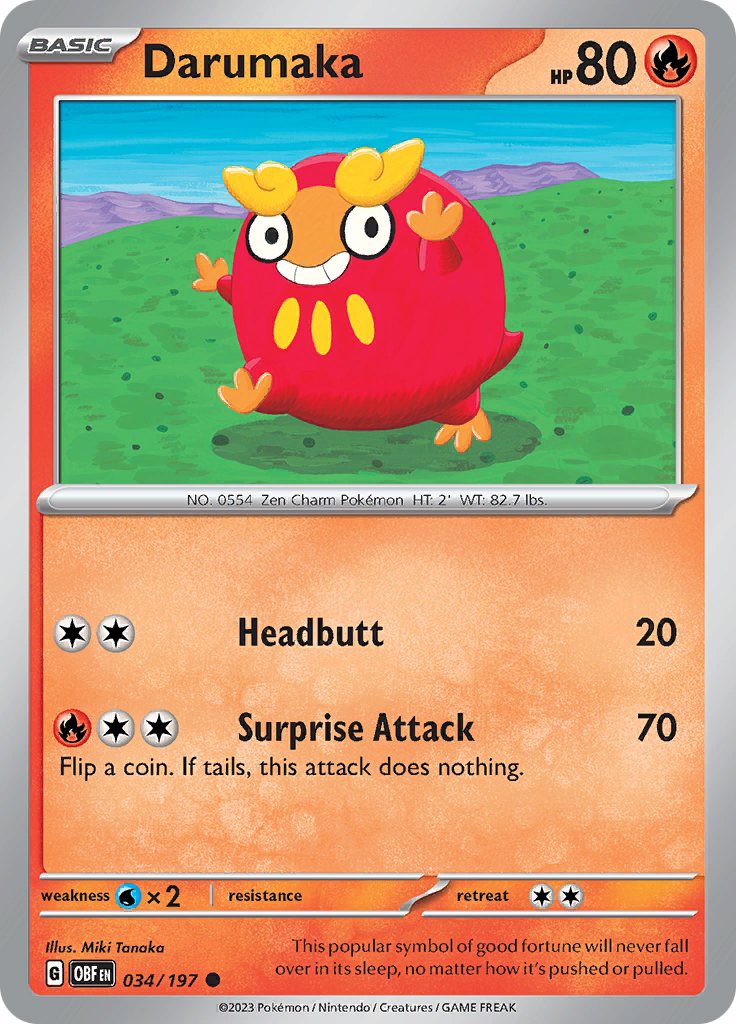 Pokemon TCG - Obsidian Flames - #34 -Darumaka - Common