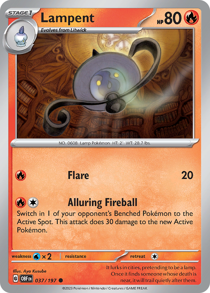 Pokemon TCG - Obsidian Flames - #37 -Lampent - Common