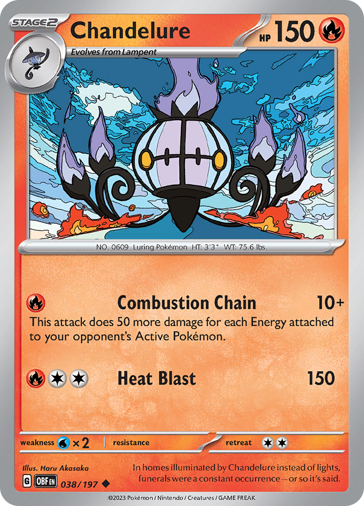 Pokemon TCG - Obsidian Flames - #38 -Chandelure - Uncommon
