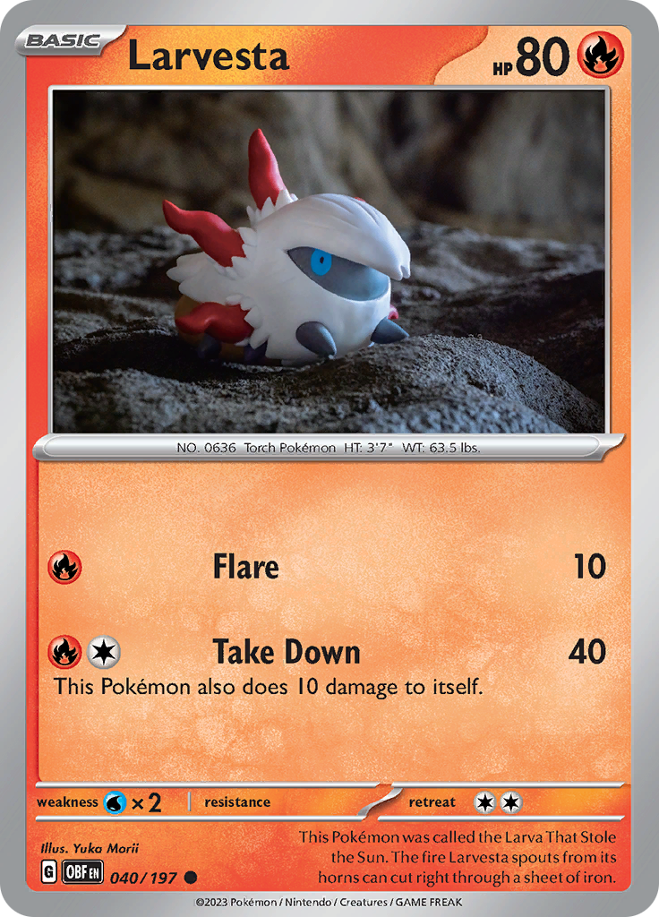Pokemon TCG - Obsidian Flames - #40 -Larvesta - Common