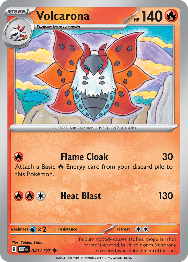 Pokemon TCG - Obsidian Flames - #41 -Volcarona - Uncommon