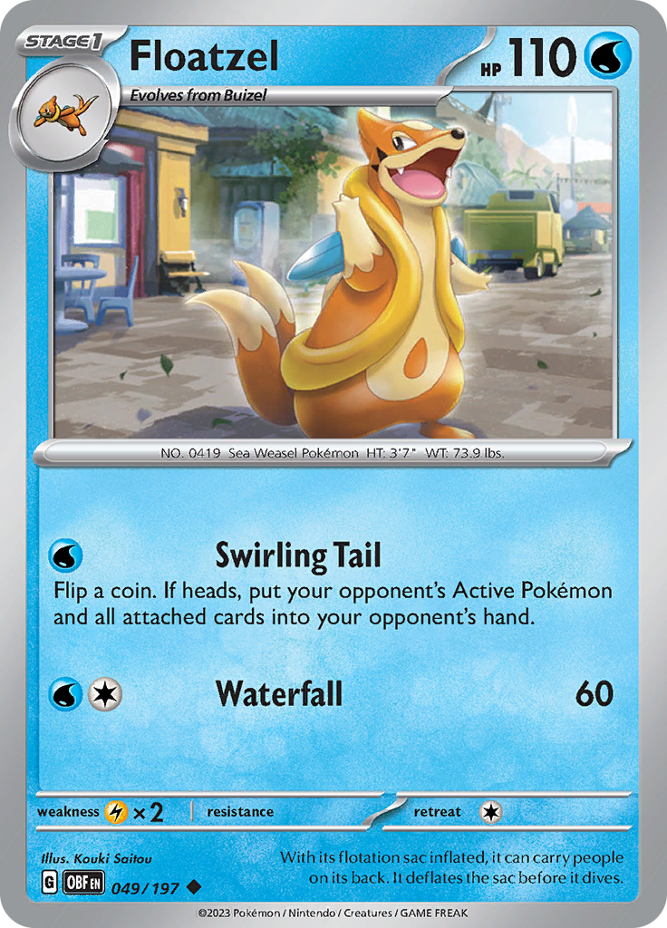 Pokemon TCG - Obsidian Flames - #49 -Floatzel - Uncommon