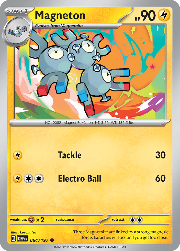 Pokemon TCG - Obsidian Flames - #64 -Magneton - Common