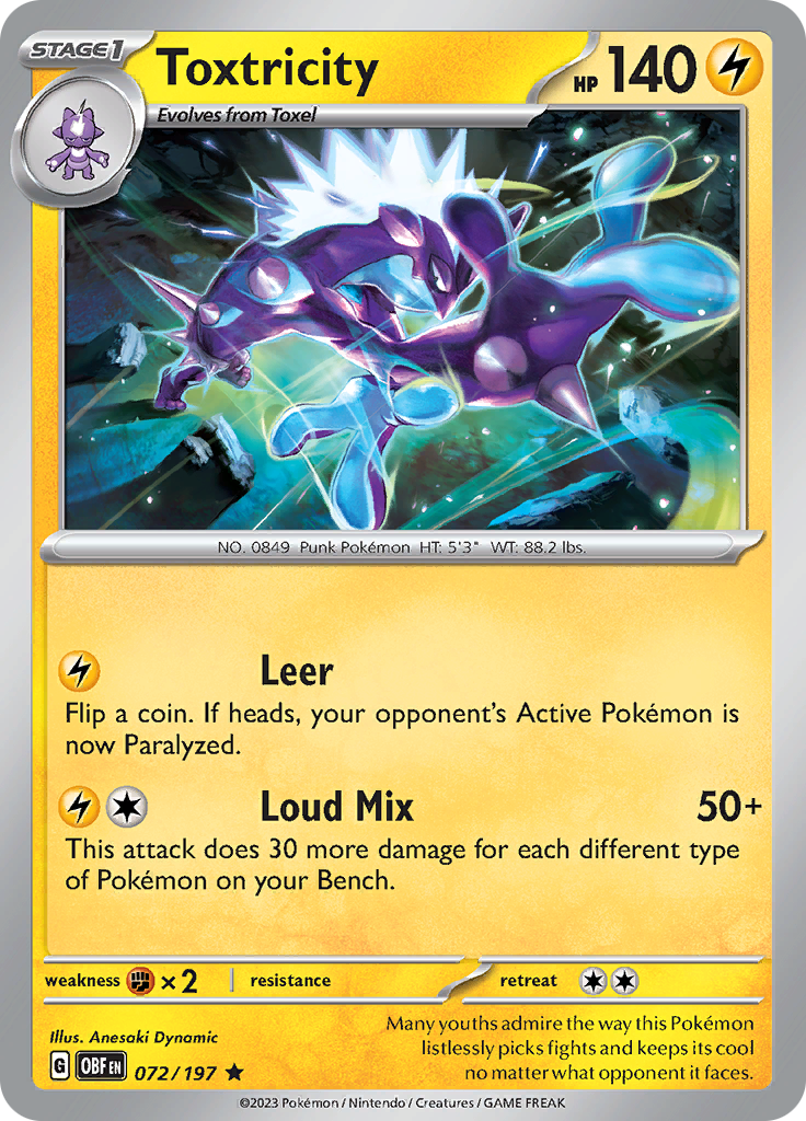 Pokemon TCG - Obsidian Flames - #72 -Toxtricity - Rare Holo