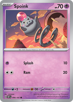 Pokemon TCG - Obsidian Flames - #90 -Spoink - Common