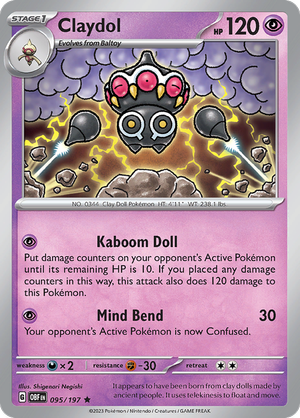 Pokemon TCG - Obsidian Flames - #95 -Claydol - Rare Holo