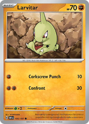 Pokemon TCG - Obsidian Flames - #105 -Larvitar - Common