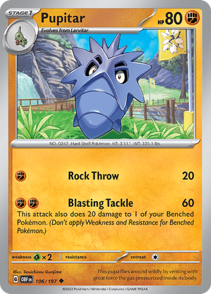 Pokemon TCG - Obsidian Flames - #106 -Pupitar - Uncommon