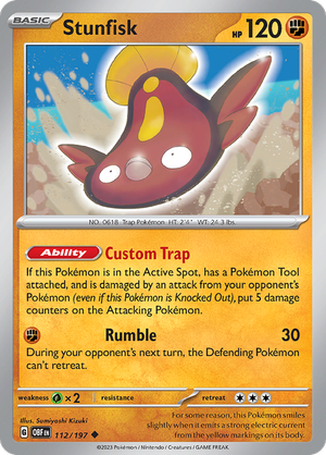 Pokemon TCG - Obsidian Flames - #112 -Stunfisk - Uncommon