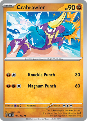 Pokemon TCG - Obsidian Flames - #114 -Crabrawler - Common