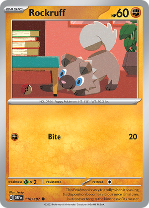 Pokemon TCG - Obsidian Flames - #116 -Rockruff - Common