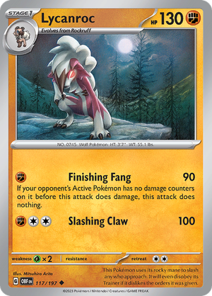 Pokemon TCG - Obsidian Flames - #117 -Lycanroc - Uncommon