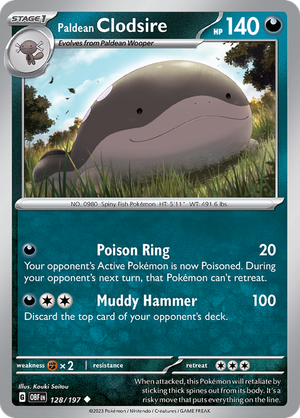 Pokemon TCG - Obsidian Flames - #128 -Paldean Clodsire - Uncommon
