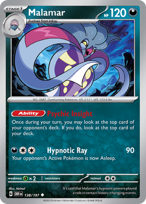 Pokemon TCG - Obsidian Flames - #138 -Malamar - Uncommon