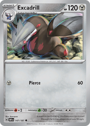 Pokemon TCG - Obsidian Flames - #147 -Excadrill - Uncommon
