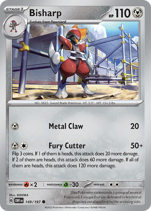Pokemon TCG - Obsidian Flames - #149 -Bisharp - Common