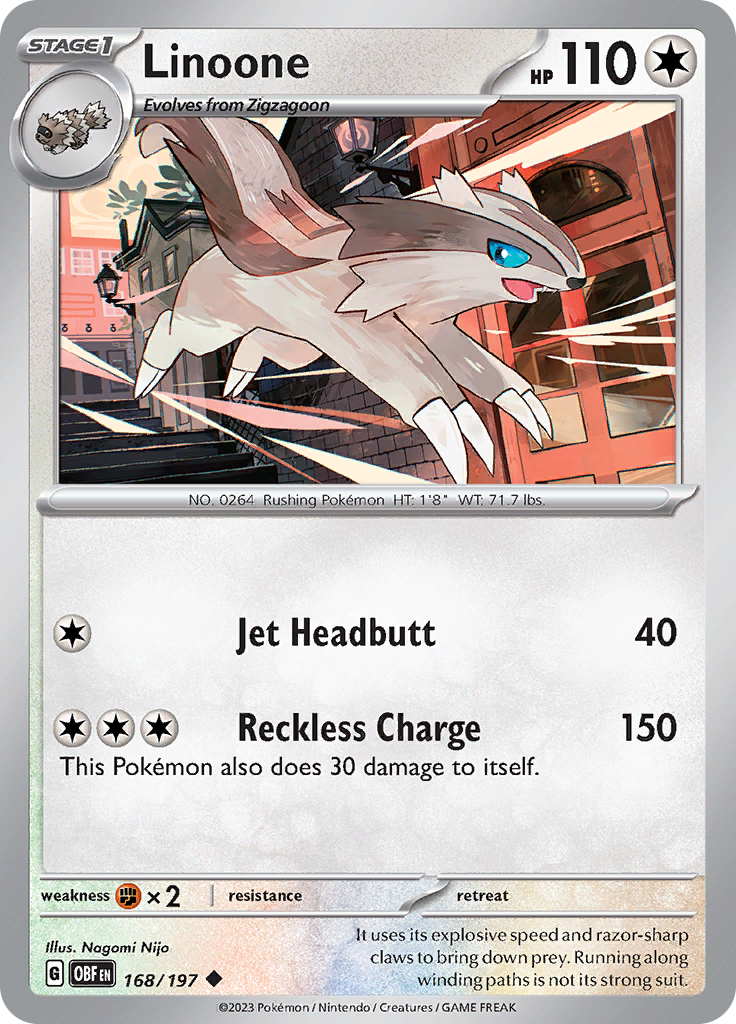 Pokemon TCG - Obsidian Flames - #168 -Linoone - Uncommon
