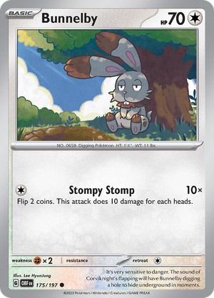 Pokemon TCG - Obsidian Flames - #175 -Bunnelby - Common