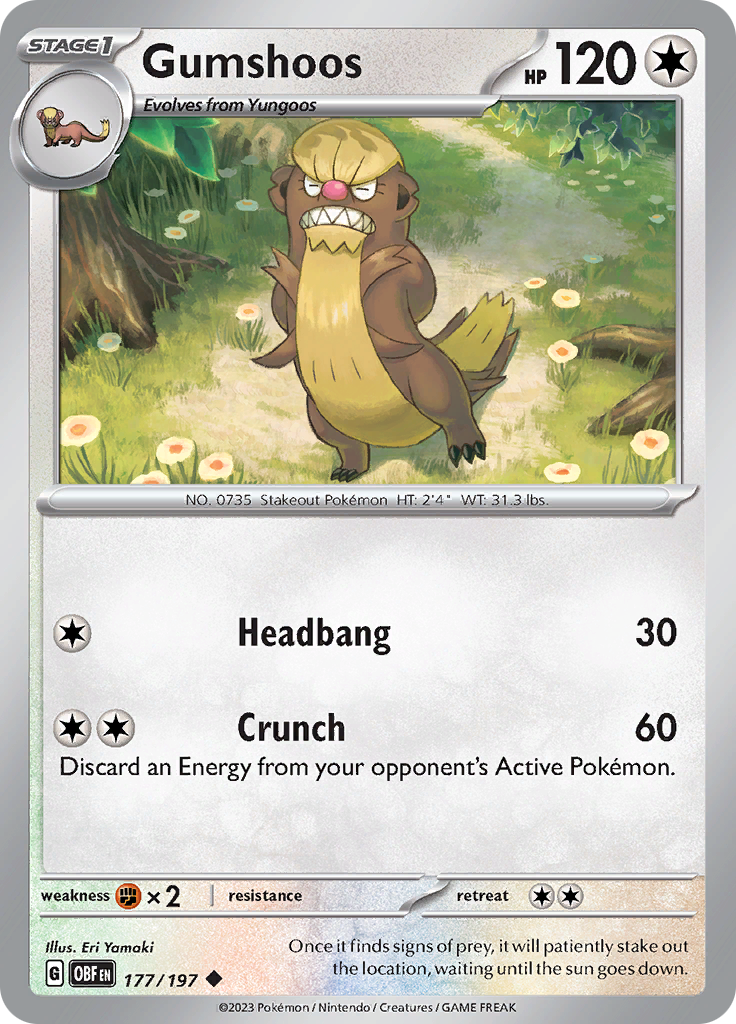 Pokemon TCG - Obsidian Flames - #177 -Gumshoos - Uncommon