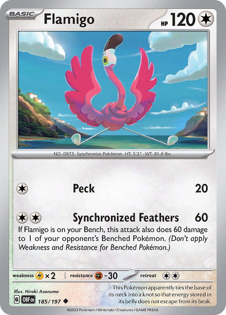 Pokemon TCG - Obsidian Flames - #185 -Flamigo - Uncommon