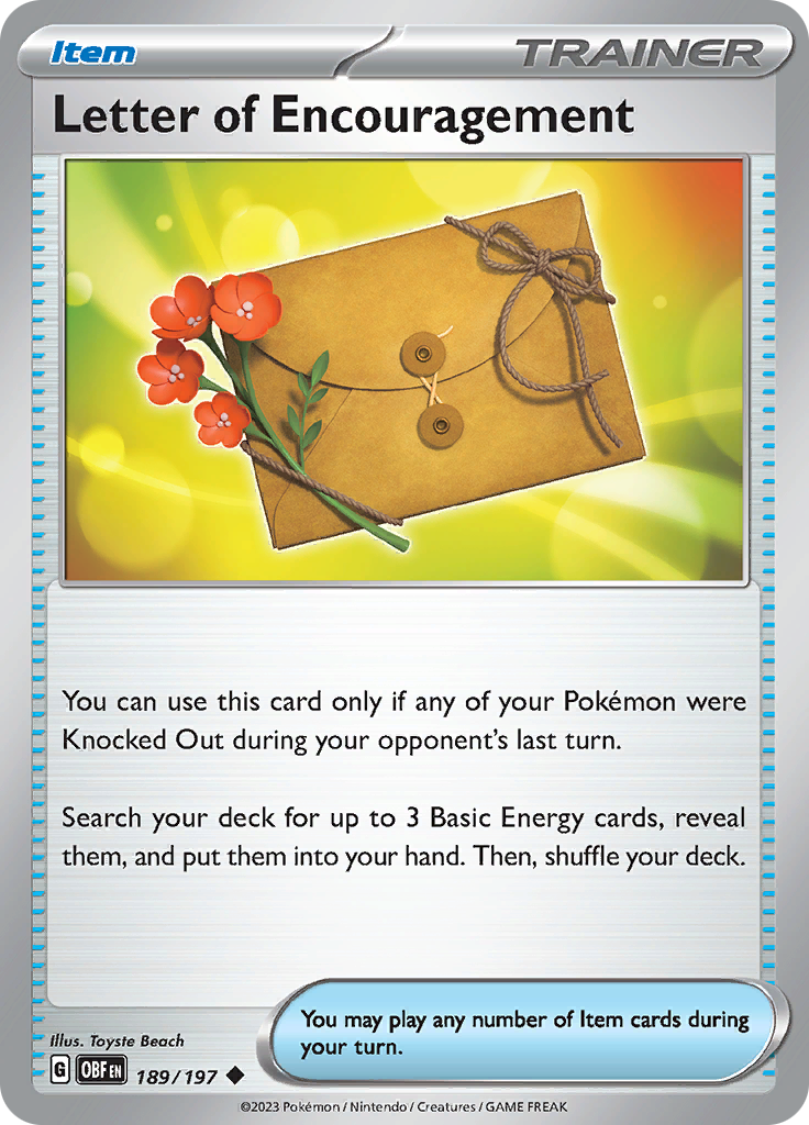 Pokemon TCG - Obsidian Flames -#189 -Letter of Encouragement -Uncommon