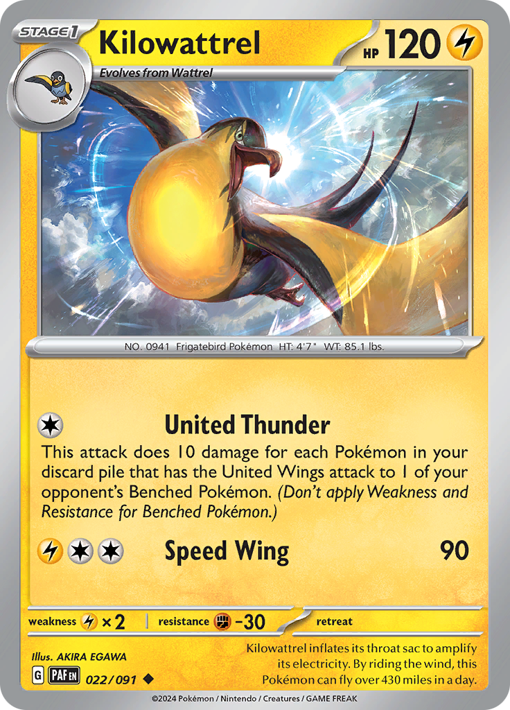 Pokemon TCG - Paldean Fates - #22 - Kilowattrel - Uncommon