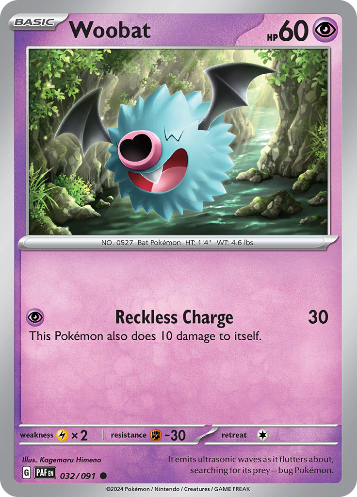 Pokemon TCG - Paldean Fates - #32 - Woobat - Common