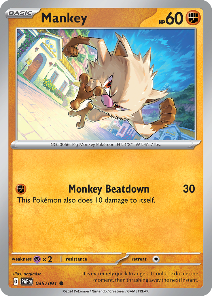 Pokemon TCG - Paldean Fates - #45 - Mankey - Common