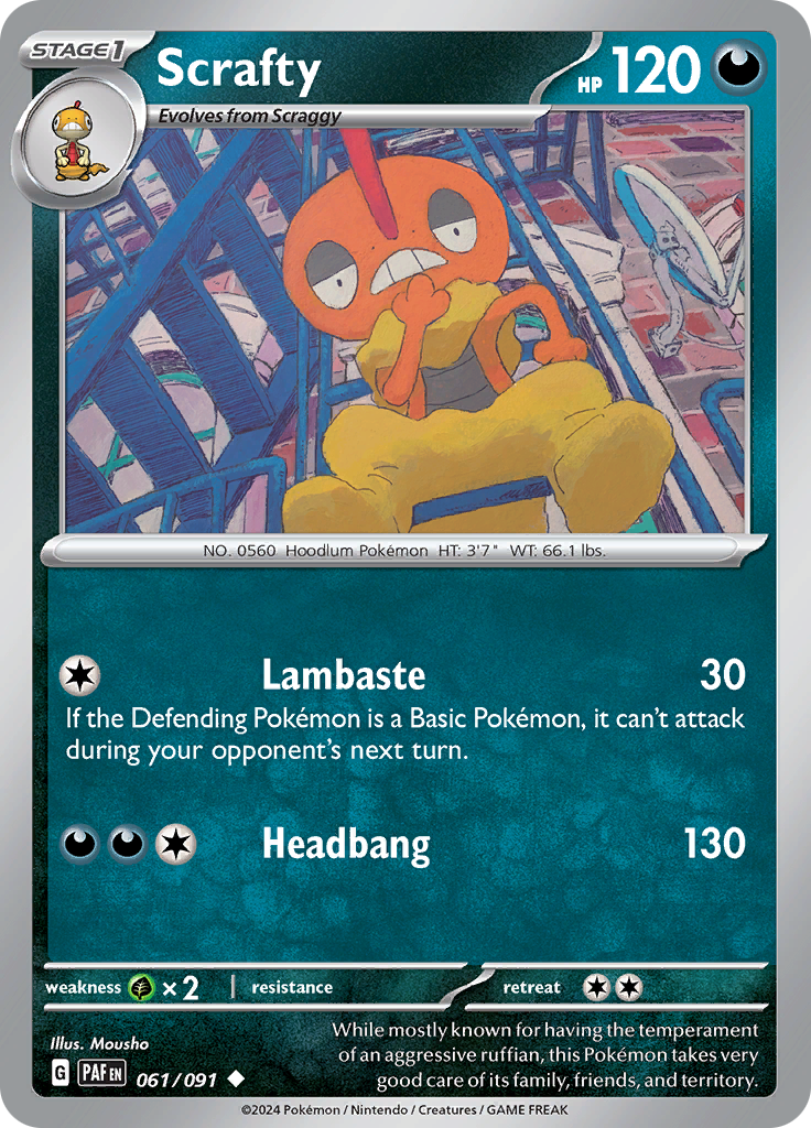 Pokemon TCG - Paldean Fates - #61 - Scrafty - Uncommon