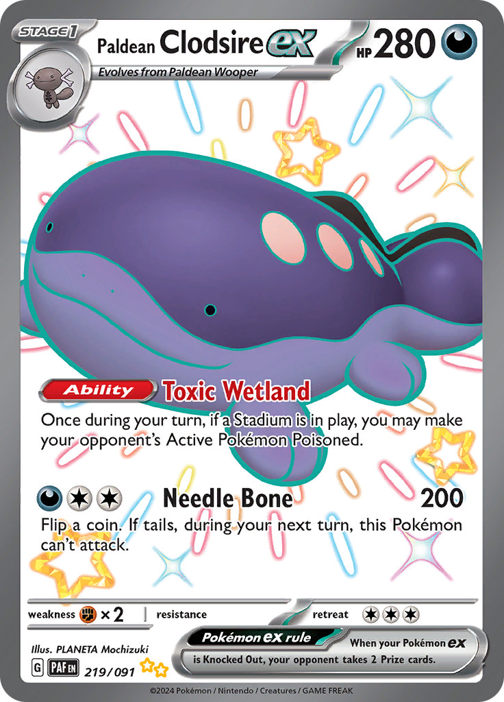 Pokemon TCG - Paldean Fates #219 Paldean Clodsire EX Shiny Ultra Rare