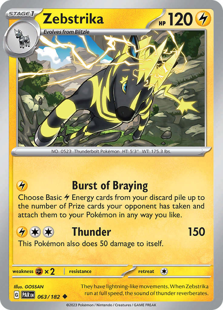 Pokemon TCG: Paradox Rift card - Zebstrika.