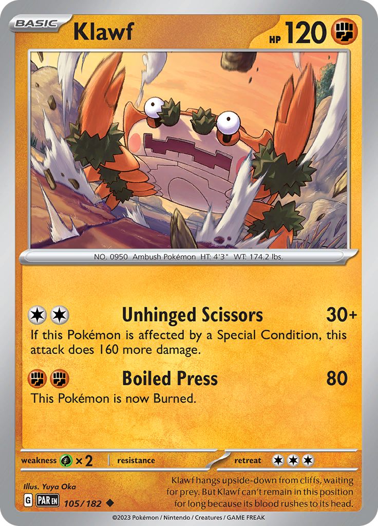 Pokemon TCG: Paradox Rift card - Klawf.